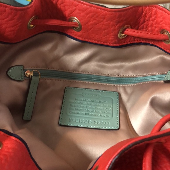 Coach Bucket Avery Drawstring Mandarin with Blue Leather Cross Body Bag - Picture 7 of 16